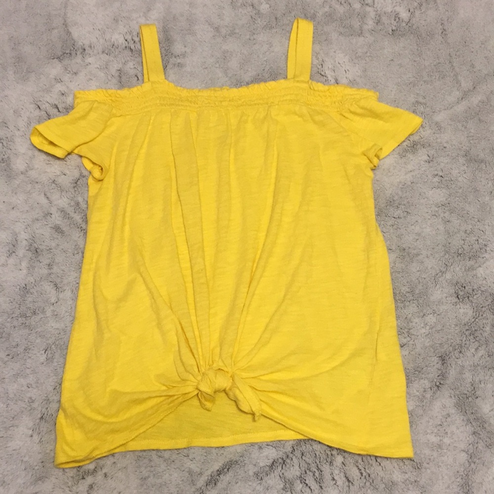 Abercrombie Kids yellow off the shoulder top